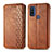 Leather Case Stands Flip Cover Holder S01D for Motorola Moto G Pure Brown