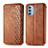 Leather Case Stands Flip Cover Holder S01D for Motorola Moto G51 5G Brown