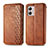 Leather Case Stands Flip Cover Holder S01D for Motorola Moto G53 5G Brown