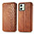 Leather Case Stands Flip Cover Holder S01D for Motorola Moto G54 5G Brown