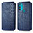 Leather Case Stands Flip Cover Holder S01D for Motorola Moto G71 5G Blue