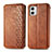 Leather Case Stands Flip Cover Holder S01D for Motorola Moto G73 5G Brown