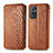 Leather Case Stands Flip Cover Holder S01D for OnePlus 9 Pro 5G Brown