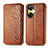 Leather Case Stands Flip Cover Holder S01D for OnePlus Nord CE 3 5G Brown