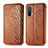 Leather Case Stands Flip Cover Holder S01D for OnePlus Nord CE 5G Brown