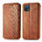 Leather Case Stands Flip Cover Holder S01D for Oppo A16e Brown