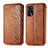 Leather Case Stands Flip Cover Holder S01D for Oppo A16s Brown