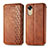 Leather Case Stands Flip Cover Holder S01D for Oppo A17K Brown