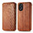 Leather Case Stands Flip Cover Holder S01D for Oppo A38 Brown