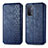 Leather Case Stands Flip Cover Holder S01D for Oppo A74 5G Blue