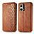 Leather Case Stands Flip Cover Holder S01D for Oppo F21 Pro 4G Brown