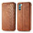 Leather Case Stands Flip Cover Holder S01D for Oppo K9 Pro 5G Brown