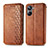 Leather Case Stands Flip Cover Holder S01D for Realme 10 Pro 5G Brown