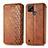 Leather Case Stands Flip Cover Holder S01D for Realme C25Y India Brown