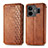 Leather Case Stands Flip Cover Holder S01D for Realme GT3 5G Brown