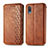 Leather Case Stands Flip Cover Holder S01D for Samsung Galaxy A02 Brown