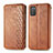 Leather Case Stands Flip Cover Holder S01D for Samsung Galaxy A02s Brown