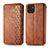 Leather Case Stands Flip Cover Holder S01D for Samsung Galaxy A03 Brown