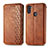 Leather Case Stands Flip Cover Holder S01D for Samsung Galaxy A11 Brown