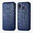 Leather Case Stands Flip Cover Holder S01D for Samsung Galaxy A20 Blue