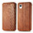 Leather Case Stands Flip Cover Holder S01D for Samsung Galaxy A22 5G SC-56B Brown