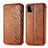 Leather Case Stands Flip Cover Holder S01D for Samsung Galaxy A22s 5G Brown