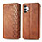 Leather Case Stands Flip Cover Holder S01D for Samsung Galaxy A32 5G Brown