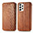 Leather Case Stands Flip Cover Holder S01D for Samsung Galaxy A33 5G Brown