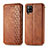 Leather Case Stands Flip Cover Holder S01D for Samsung Galaxy A42 5G Brown