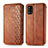 Leather Case Stands Flip Cover Holder S01D for Samsung Galaxy A51 5G Brown