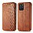 Leather Case Stands Flip Cover Holder S01D for Samsung Galaxy A91 Brown