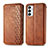 Leather Case Stands Flip Cover Holder S01D for Samsung Galaxy F23 5G Brown