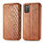 Leather Case Stands Flip Cover Holder S01D for Samsung Galaxy M02s Brown