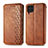 Leather Case Stands Flip Cover Holder S01D for Samsung Galaxy M62 4G Brown