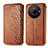 Leather Case Stands Flip Cover Holder S01D for Sharp Aquos R8 Pro Brown