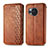 Leather Case Stands Flip Cover Holder S01D for Sharp Aquos R8s Brown