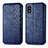 Leather Case Stands Flip Cover Holder S01D for Sharp Aquos wish3 Blue