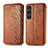 Leather Case Stands Flip Cover Holder S01D for Sony Xperia 1 V Brown