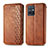 Leather Case Stands Flip Cover Holder S01D for Vivo iQOO Z6 5G Brown