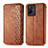 Leather Case Stands Flip Cover Holder S01D for Vivo T2x 5G Brown