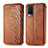 Leather Case Stands Flip Cover Holder S01D for Vivo V21e 5G Brown