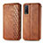 Leather Case Stands Flip Cover Holder S01D for Vivo Y12G Brown