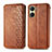 Leather Case Stands Flip Cover Holder S01D for Vivo Y16 Brown