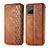 Leather Case Stands Flip Cover Holder S01D for Vivo Y21a Brown