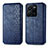 Leather Case Stands Flip Cover Holder S01D for Vivo Y35 4G Blue