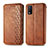 Leather Case Stands Flip Cover Holder S01D for Vivo Y3s (2021) Brown