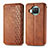 Leather Case Stands Flip Cover Holder S01D for Xiaomi Mi 10i 5G Brown