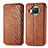 Leather Case Stands Flip Cover Holder S01D for Xiaomi Mi 10T Lite 5G Brown