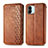 Leather Case Stands Flip Cover Holder S01D for Xiaomi Poco C51 Brown