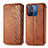 Leather Case Stands Flip Cover Holder S01D for Xiaomi Poco C55 Brown